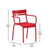 Flash Furniture Red All-Weather Steel Dining Chair, 4PK 4-XU-CH-10318-ARM-RED-GG